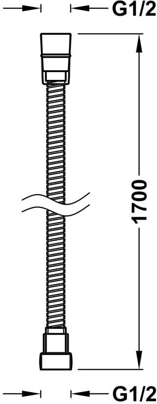 Tres Doucheslang | 170 cm | Messing | Geribbeld | Chroom