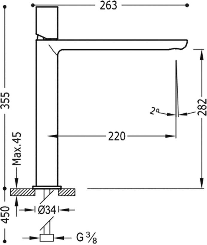 Tres Wastafelkraan Loft | Opbouw | Mengkraan | Hoog model | 1-knop | Rond | 24k Goud glans