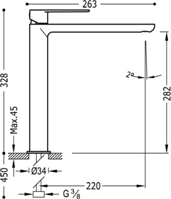 Tres Wastafelkraan Loft | Opbouw | Mengkraan | Hoog model | 1-hendel | Rond | Wit mat