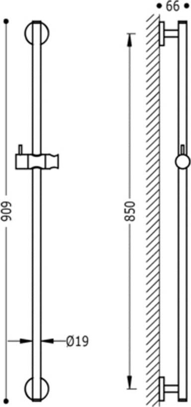 Tres Minimal glijstang 85 cm rond chroom