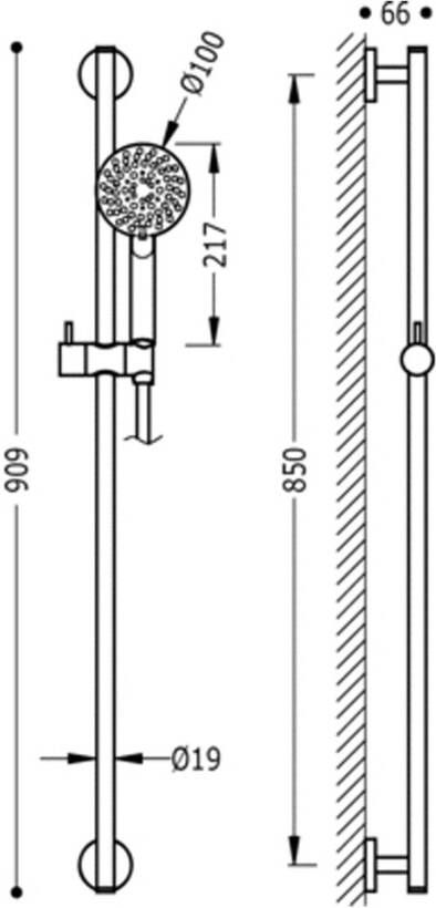 Tres Minimal glijstang set 85 cm rond chroom