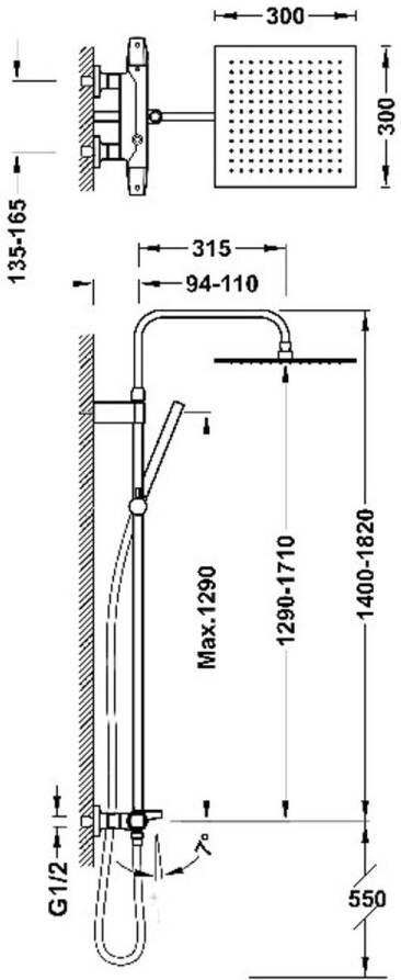 Tres Badkraan Overwall | Opbouw | Mengkraan | 3-weg | 2-hendels | Vierkant | Rose goud mat 24k