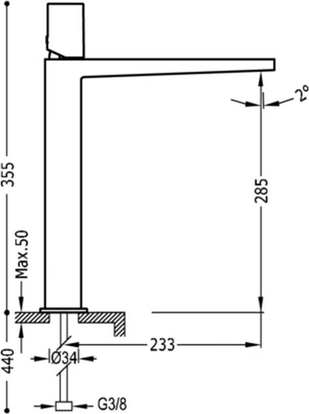 Tres Wastafelkraan Project | Opbouw | Mengkraan | Hoog model | 1-knop | Rond | Chroom