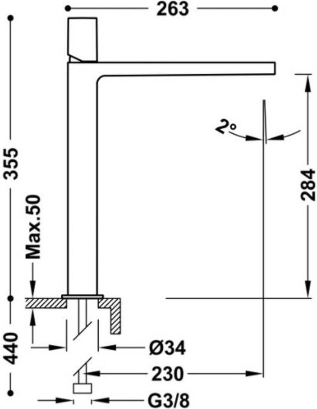 Tres Wastafelkraan Project | Opbouw | Mengkraan | Hoog model | 1-knop | Rond | Zwart brons