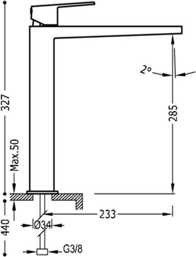 Tres Wastafelkraan Project | Opbouw | Mengkraan | Hoog model | 1-hendel | Rond | Zwart mat