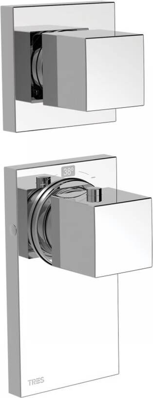 Tres Regendouche set Block System | Inbouw | Thermostaatkraan | 2-weg | Vierkant | Chroom