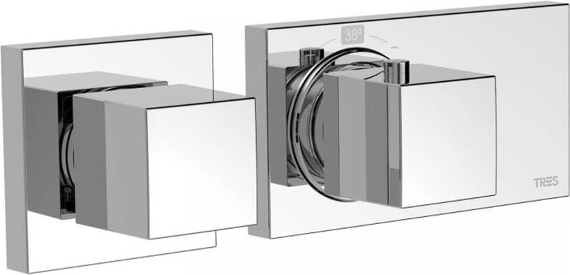 Tres Regendouche set Block System | Inbouw | Thermostaatkraan | 2-weg | Vierkant | Chroom