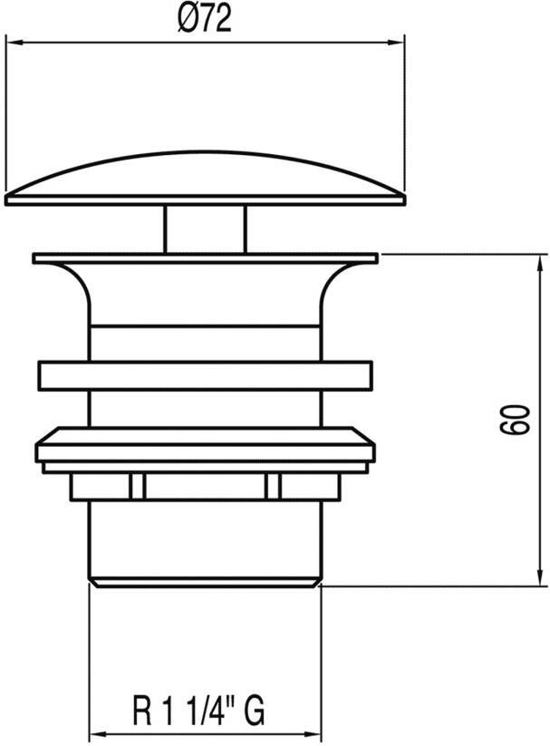 Tres Afvoerplug Selection | 5 4" | Vaste waste (niet afsluitbaar) | Messing | Rond | Chroom