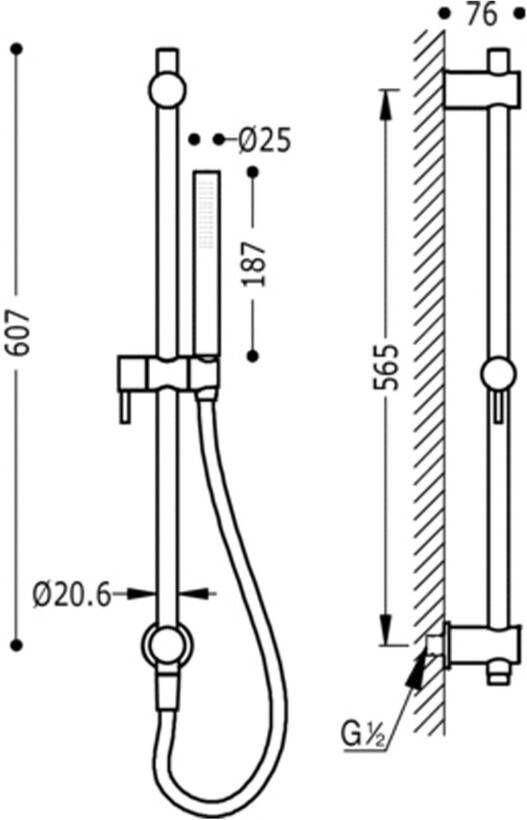 Tres Selection glijstang set 57 cm rond chroom