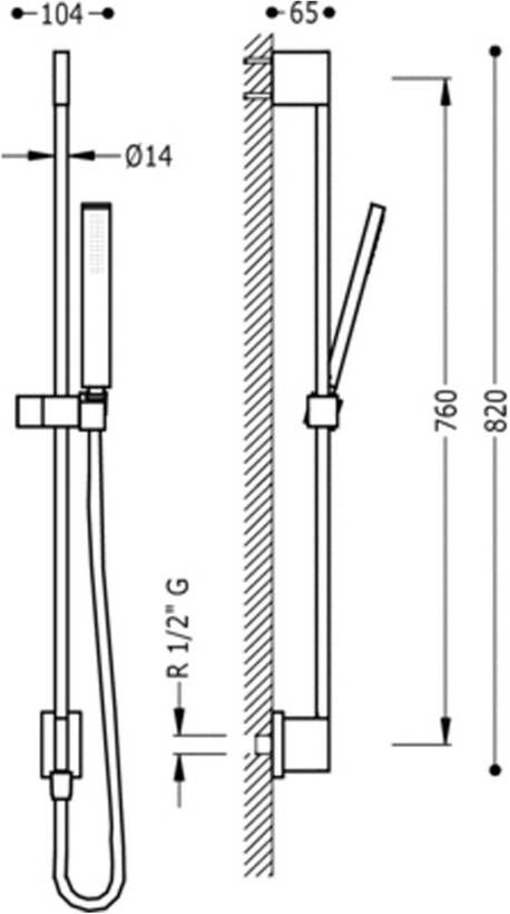 Tres Selection glijstang set 76 cm vierkant chroom