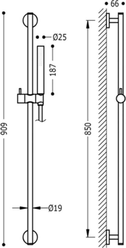 Tres Selection glijstang set 85 cm rond chroom