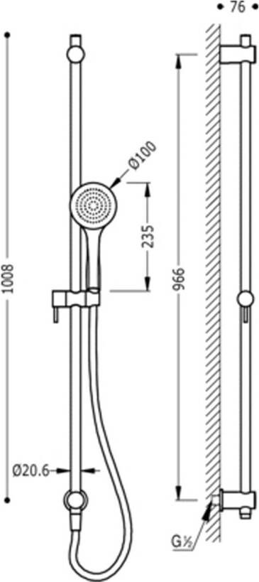 Tres Selection glijstang set 97 cm rond chroom