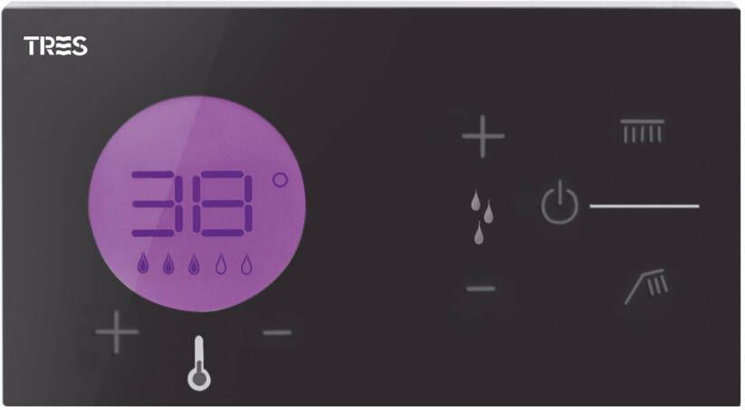 Tres Shower Technology elektronische inbouwthermostaat met regendouche type 1 38x38cm en handdouche mat zwart - Foto 2