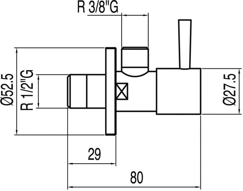 Tres Study design hoekstopkraan 1 2" bu x 3 8" bu chroom