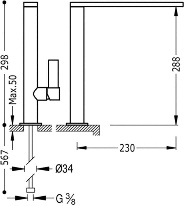 Tres Keukenkraan Top | Opbouw | 360° Draaibaar | Mengkraan | 1-hendel | Rond | Chroom