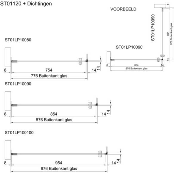 Van Rijn Products Van Rijn ST01 douchecabine 80x80x200 cm helder glas zwart