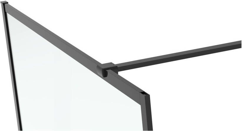 Van Rijn Products Van Rijn ST04 inloopdouche 100x200 cm helder glas omkaderd profiel zwart met stabilisatiestang en handdoekstang