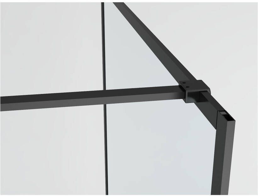 Van Rijn Products Van Rijn ST04 inloopdouche 100x200 cm helder glas omkaderd profiel zwart met stabilisatiestang