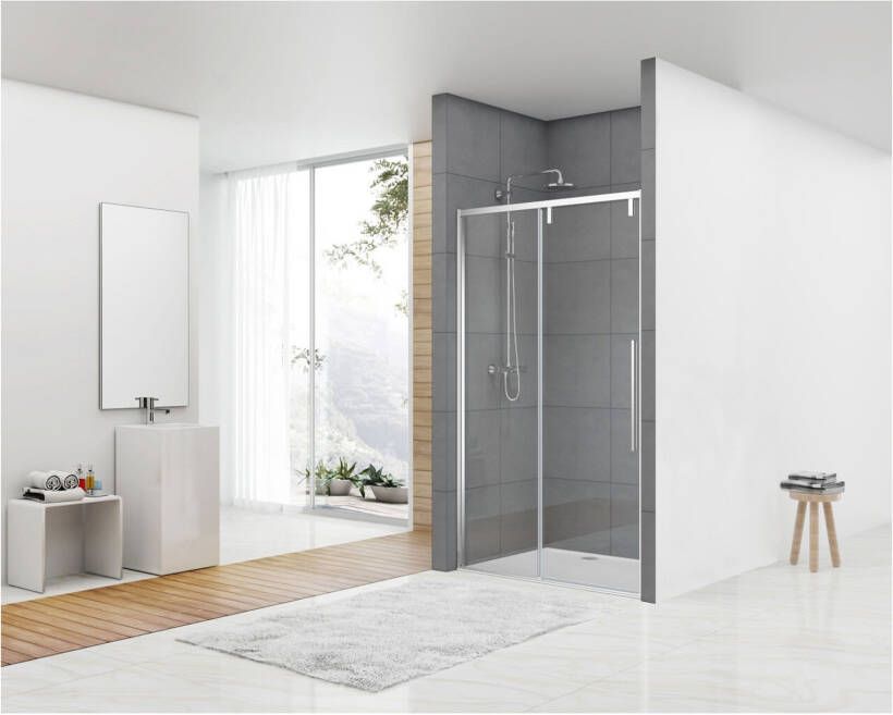 Van Rijn Products Van Rijn ST06 schuifdeur 120x200 cm helder glas 8 mm met chroom greep