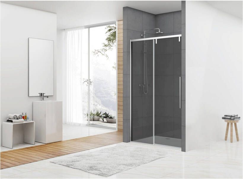 Van Rijn Products Van Rijn ST06 schuifdeur 140x200 cm rookglas 8 mm met chroom greep