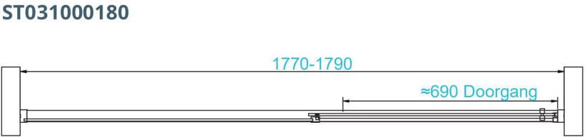 Van Rijn Products Van Rijn ST06 schuifdeur 180x200 cm helder glas 8 mm met chroom greep