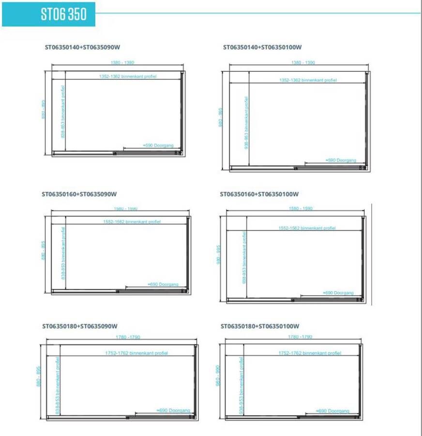 Van Rijn Products Van Rijn ST06 douchecabine 120x90x200 cm schuifdeur chroom