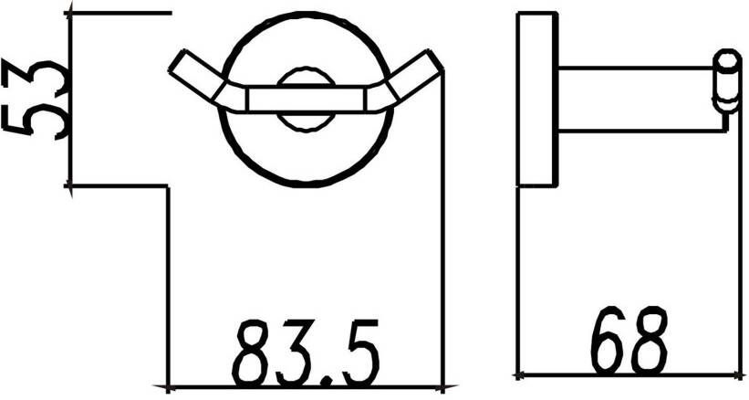Wiesbaden Handdoek haak 304 | Wandmontage | 8.4 cm | Dubbel haaks | RVS
