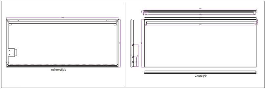 Wiesbaden Badkamerspiegel Ambi one | 140x60 cm | Rechthoekig | Directe en indirecte LED verlichting | Touch button | Met verwarming