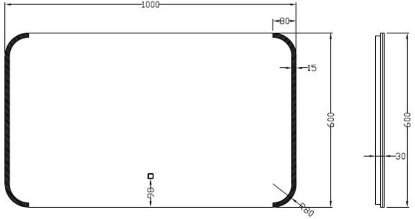 Wiesbaden Badkamerspiegel Bracket | 100x60 cm | Rechthoekig | Directe en indirecte LED verlichting | Touch button | Met verwarming