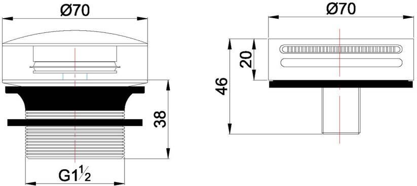 Wiesbaden Badafvoer Caral | Knop Plug | Excl.Waste voor badplug overloop combinatie | Chroom