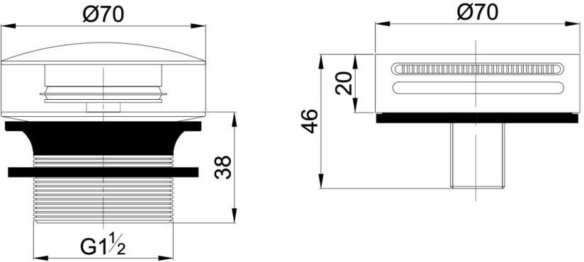 Wiesbaden Badafvoer Caral | Knop Plug | Excl.Waste voor badplug overloop combinatie | Gunmetal