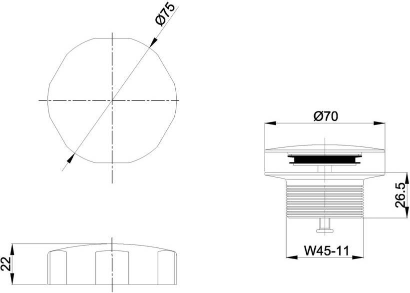 Wiesbaden Knop Plug Doblar | Incl.Waste voor badplug overloop combinatie | Geborsteld messing