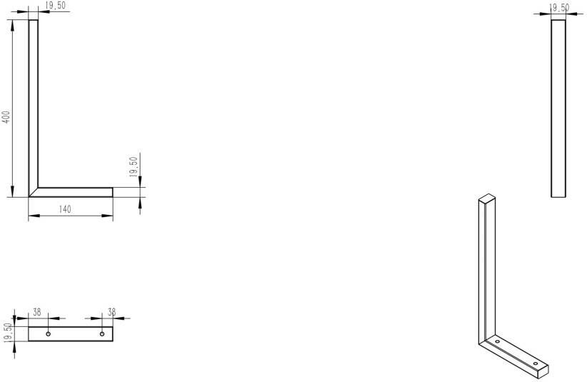 Wiesbaden Bracket ophangbeugel L-vorm plankdrager 40x14 cm zwart mat