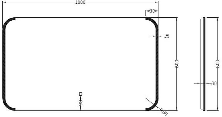 Wiesbaden Badkamerspiegel Bracket | 100x60 cm | Rechthoekig | Directe en indirecte LED verlichting | Touch button | Met verwarming