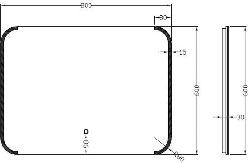 Wiesbaden Badkamerspiegel Bracket | 80x60 cm | Rechthoekig | Directe en indirecte LED verlichting | Touch button | Met verwarming