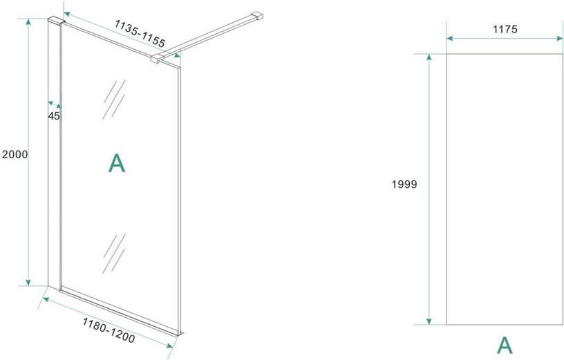 Wiesbaden Inloopdouche Hibera | 120x200 cm | Nano-coating | Helder glas | Rvs look beslag