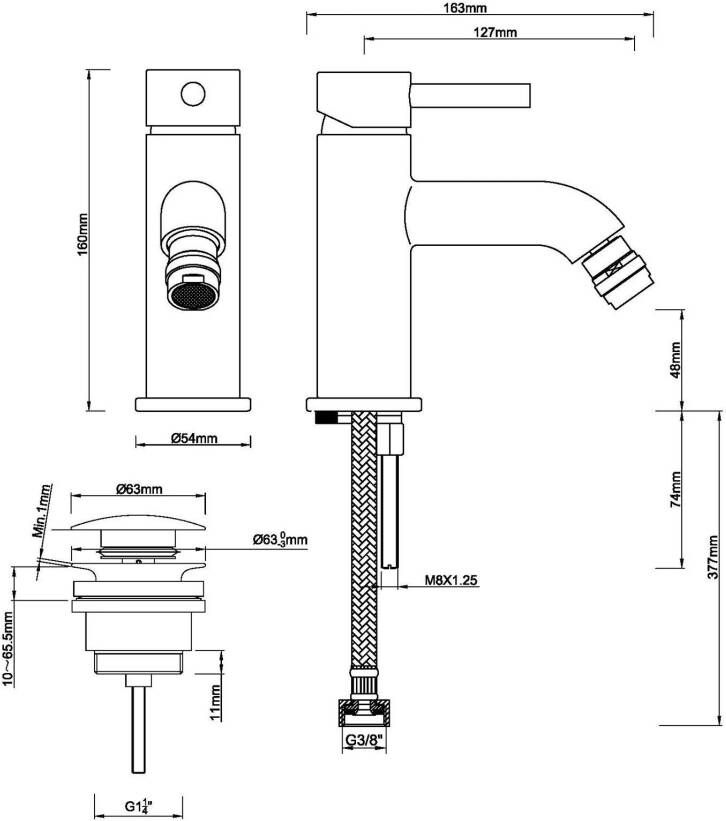 Wiesbaden Cadans bidet mengkraan opbouw rond chroom