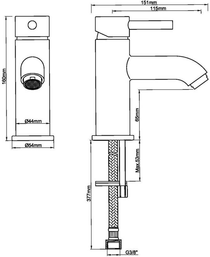 Wiesbaden Wastafelkraan Cadans | Opbouw | Mengkraan | Standaard model | 1-hendel | Rond | Gunmetal