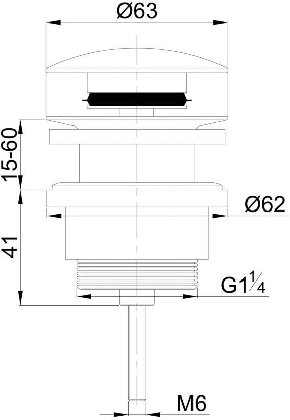 Wiesbaden Afvoerplug Caral | 5 4" | Click waste | Messing | Rond | RVS look