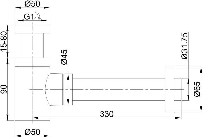 Wiesbaden Design Sifon Caral | 5 4" | Compact | Messing | Rond | Geborsteld koper