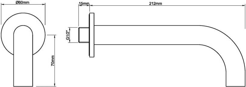 Wiesbaden Caral inbouw uitloop 20 cm messing chroom