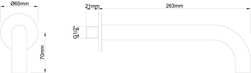 Wiesbaden Caral inbouw uitloop 25 cm messing rvs look