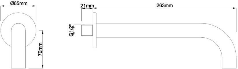 Wiesbaden Caral inbouw uitloop 25 cm messing zwart mat