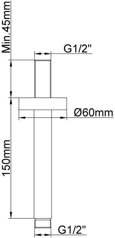 Wiesbaden Douchearm Caral | 15 cm | Plafond montage | Messing | Rond | Geborsteld koper