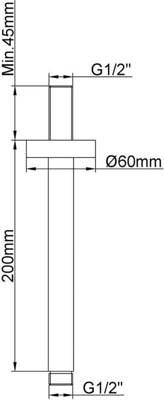 Wiesbaden Douchearm Caral | 20 cm | Plafond montage | Messing | Rond | Geborsteld koper