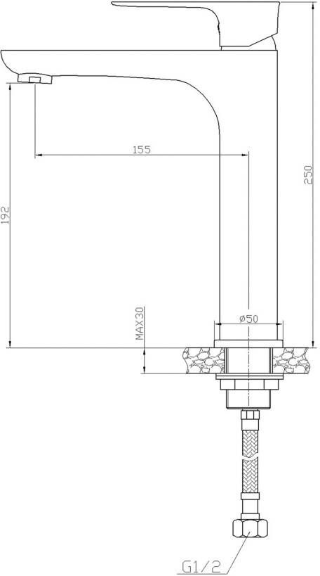 Wiesbaden Wastafelkraan Casma | Opbouw | Mengkraan | Standaard model | 1-hendel | Rond | Zwart chroom