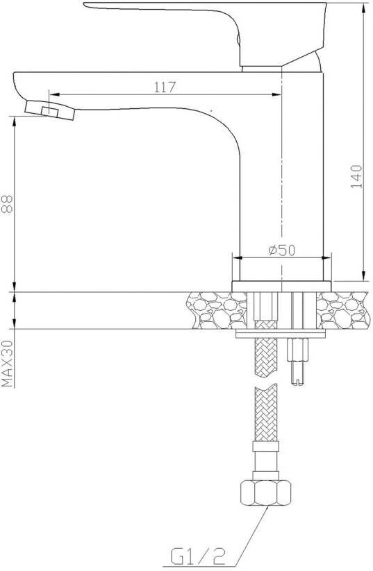 Wiesbaden Wastafelkraan Casma | Opbouw | Mengkraan | Laag model | 1-hendel | Rond | Zwart chroom