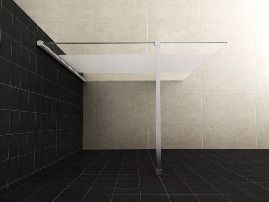 Wiesbaden Comfort inloopdouche 1600x2000x8 mm nano helder glas met melkglas middenband chroom