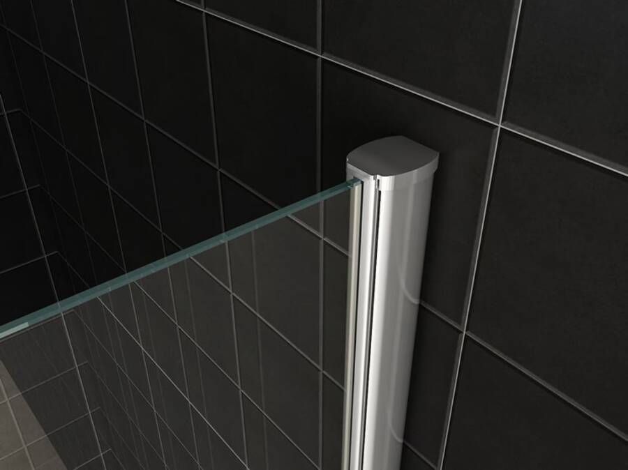 Wiesbaden Comfort inloopdouche 1600x2000x8 mm nano helder glas met melkglas middenband chroom