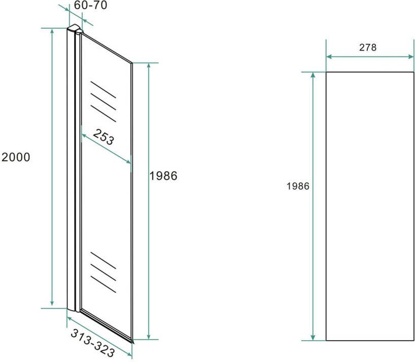 Wiesbaden Comfort scharnierende zijwand helder glas 30x200 cm